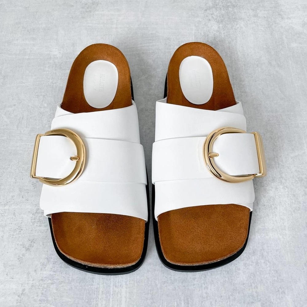 Khaite Thomson Sandals Slides Leather Buckle